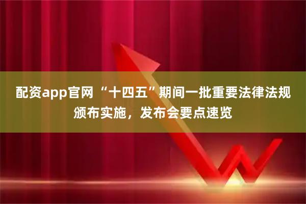 配资app官网 “十四五”期间一批重要法律法规颁布实施，发布会要点速览